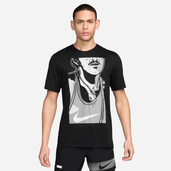 NWT NIKE Rise 365 Run Energy Steve Prefontaine Top Mens Large T-Shirt Black Mesh - Picture 1 of 11